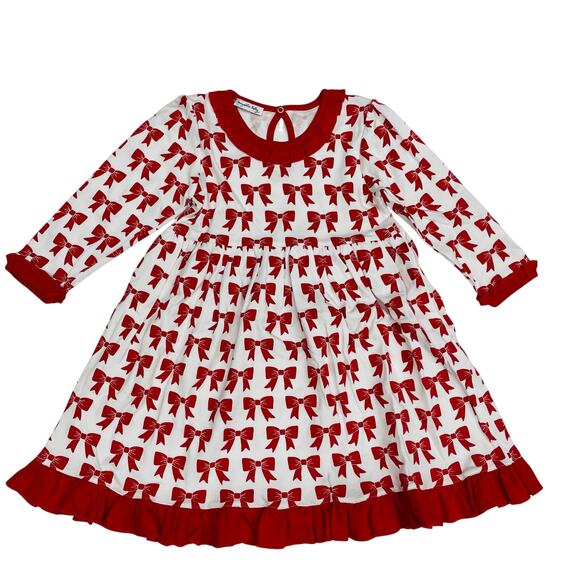 NWT Magnolia Baby Size 4 Red Bows Dress - Picture 1 of 6